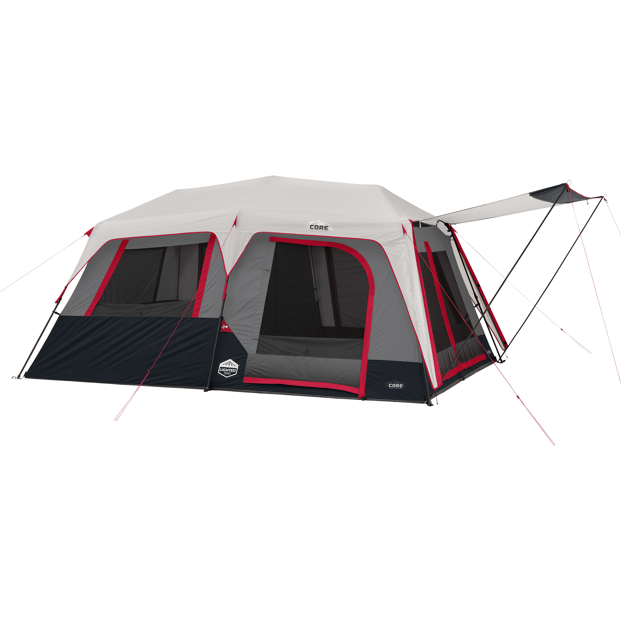 10 Person Lighted Instant Cabin Tent with Awning