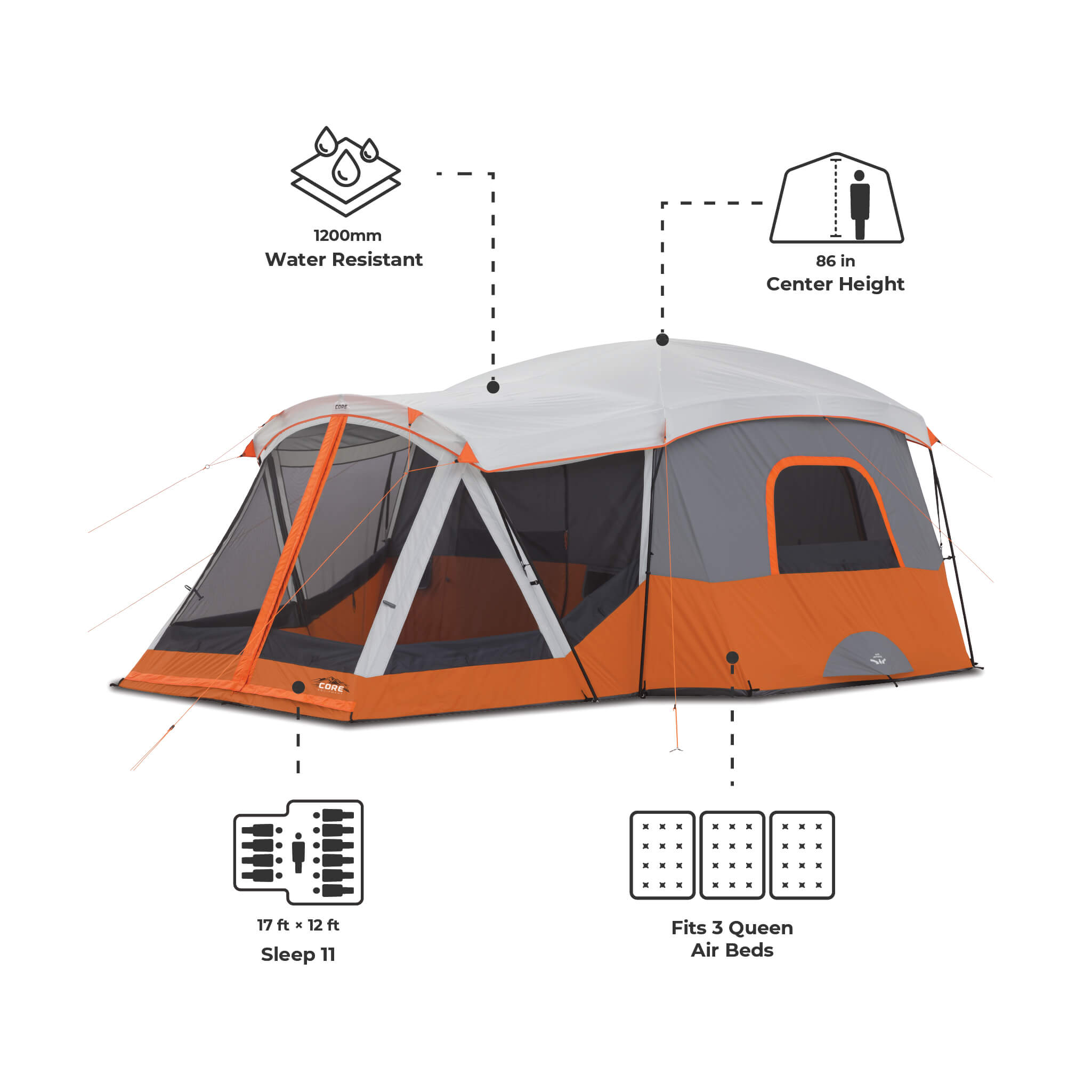 11 Person Cabin Tent with Screen Room - Image 3