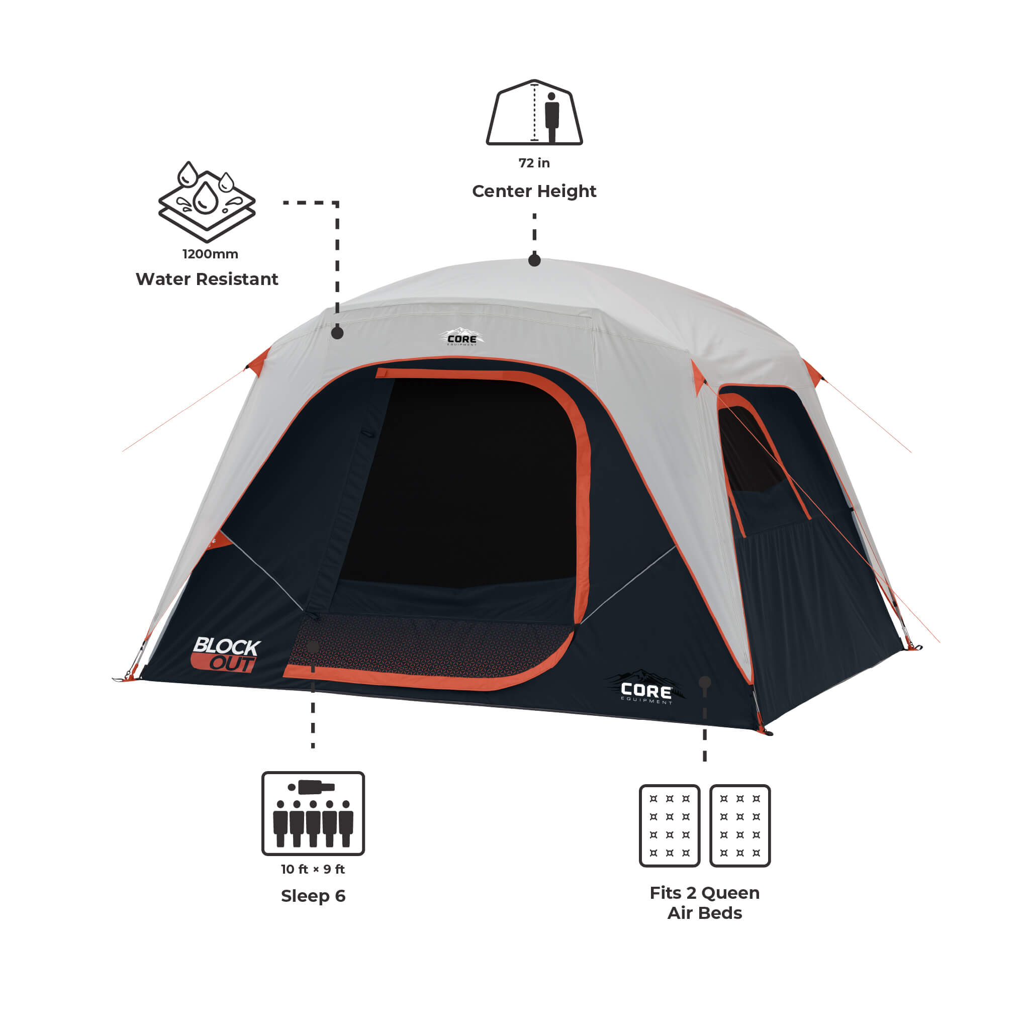 6 Person Blockout Dome Tent - Image 2