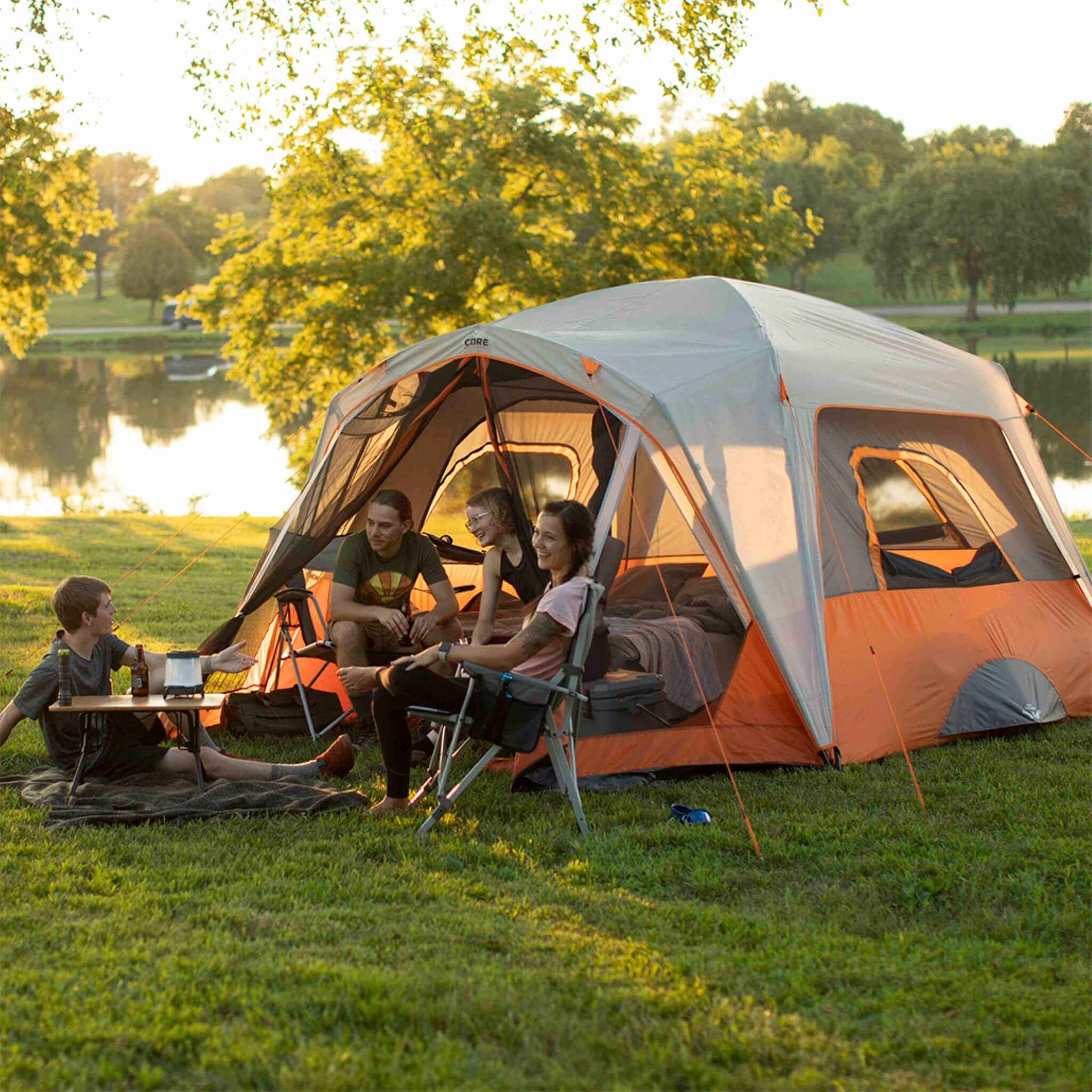 6 Person Straight Wall Cabin Tent with Screen Room - Image 3