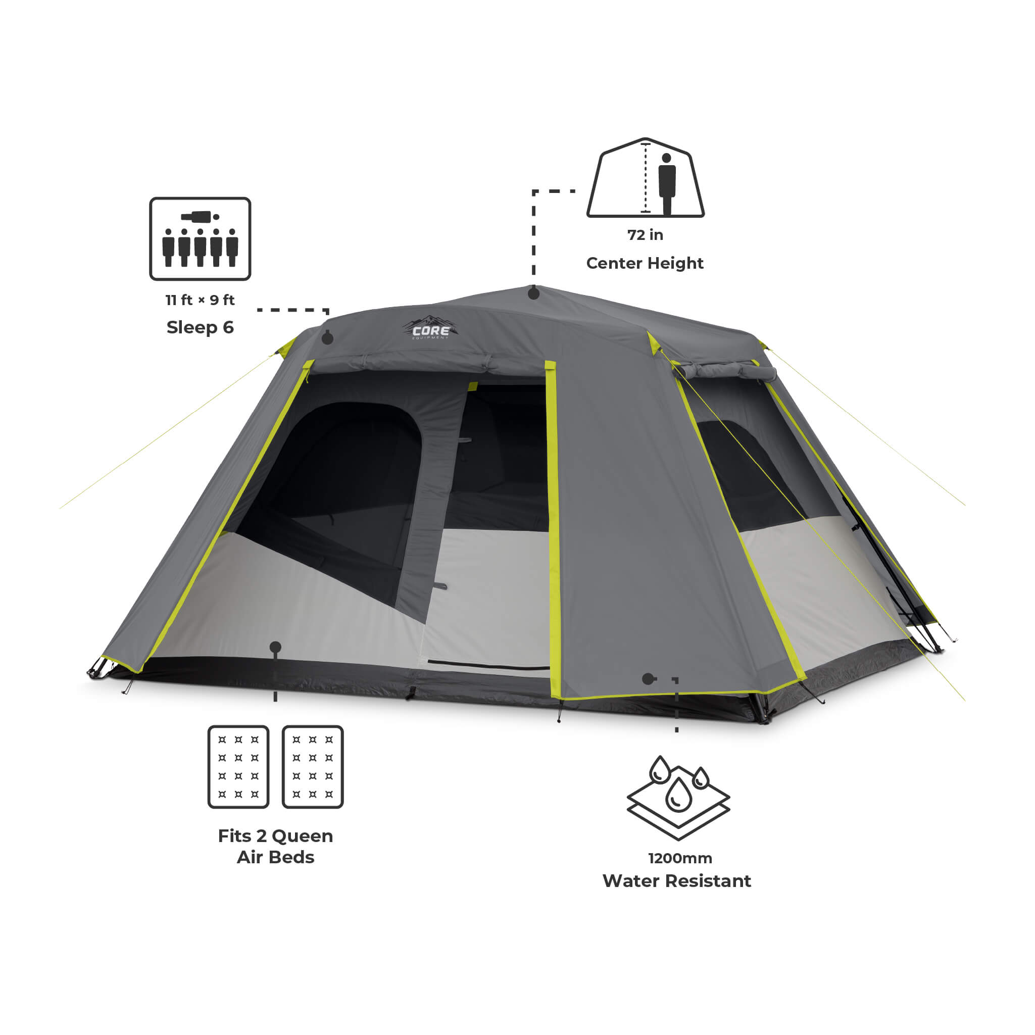 6 Person Instant Cabin Tent with Full Rainfly - Image 3