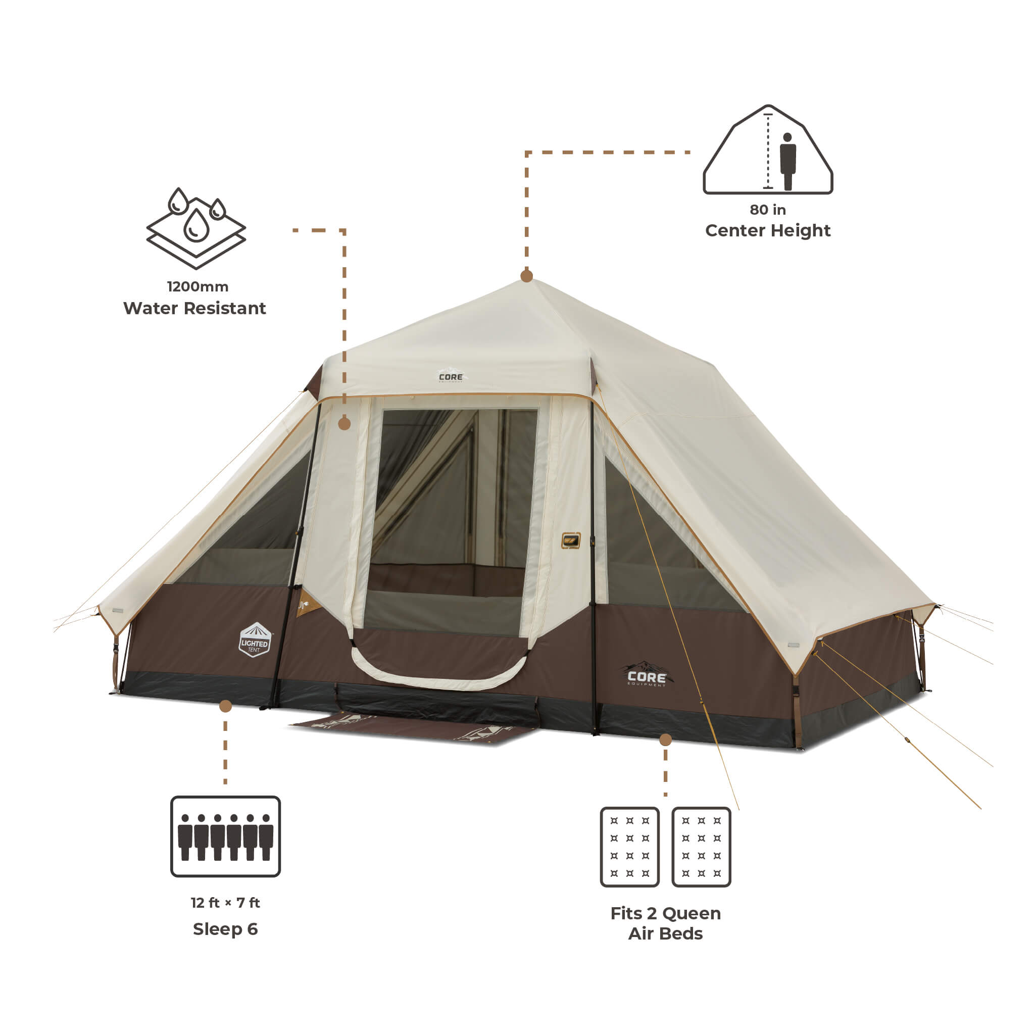 6 Person Lighted Instant Pyramid Tent - Image 3