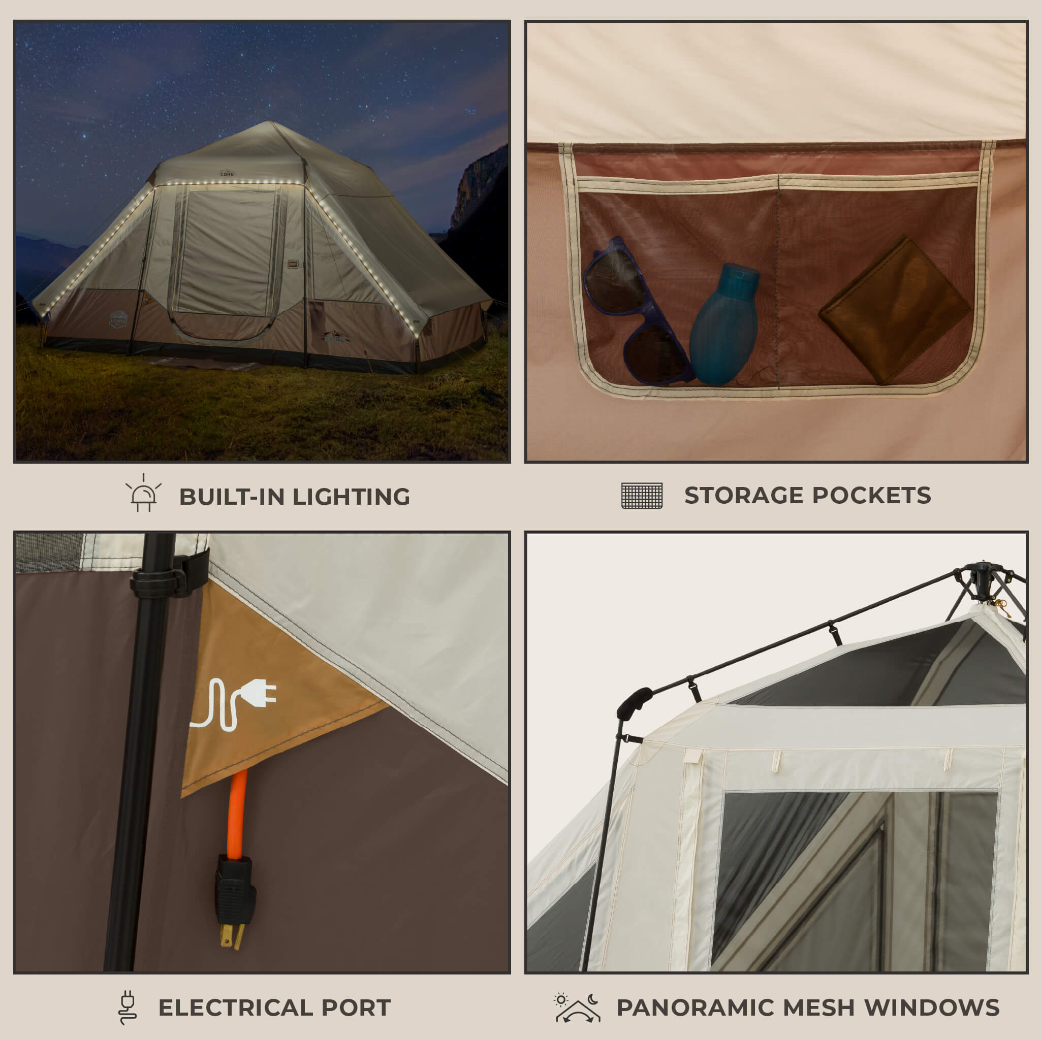 6 Person Lighted Instant Pyramid Tent - Image 5