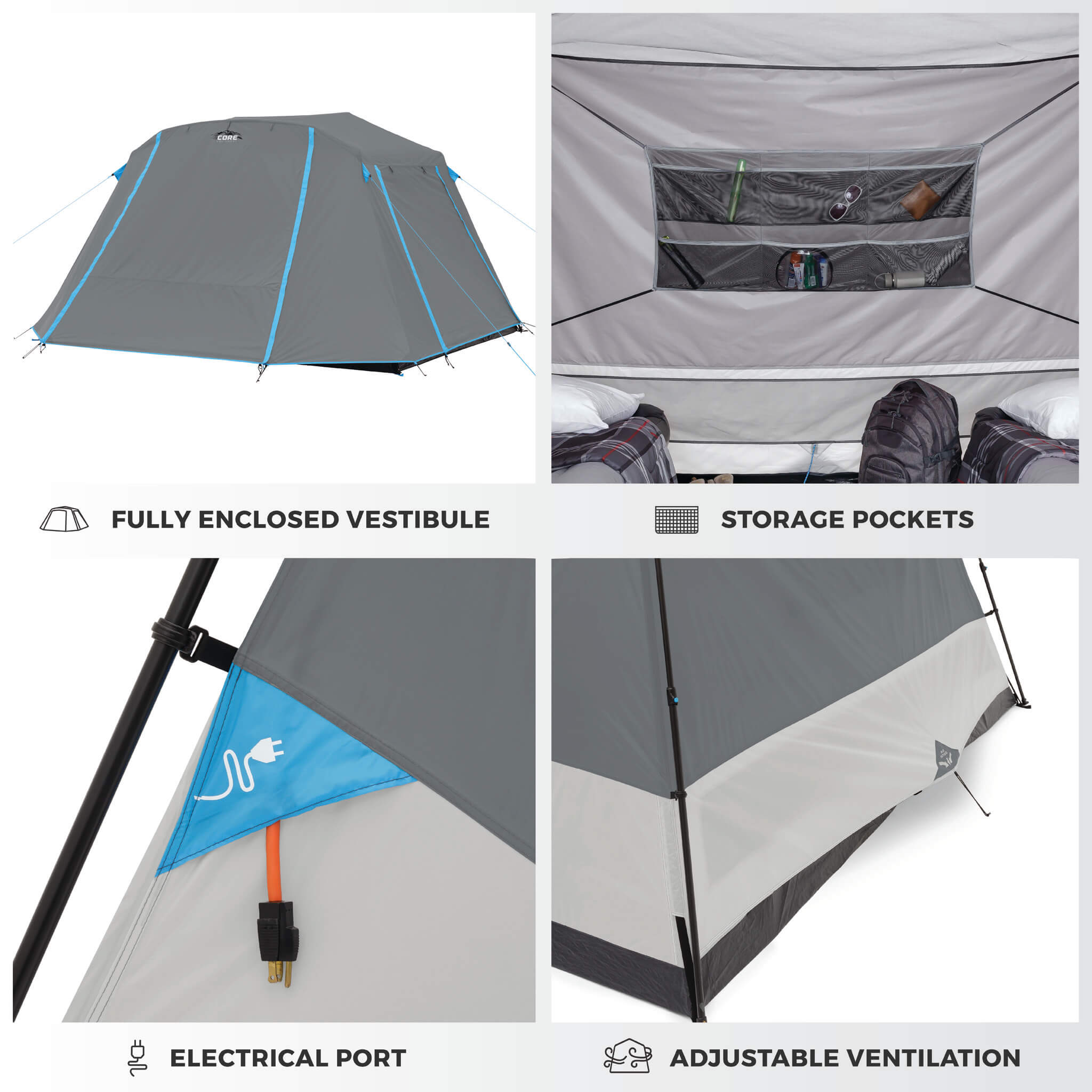 6 Person Lighted Instant Cabin Tent with Full Rainfly - Image 5