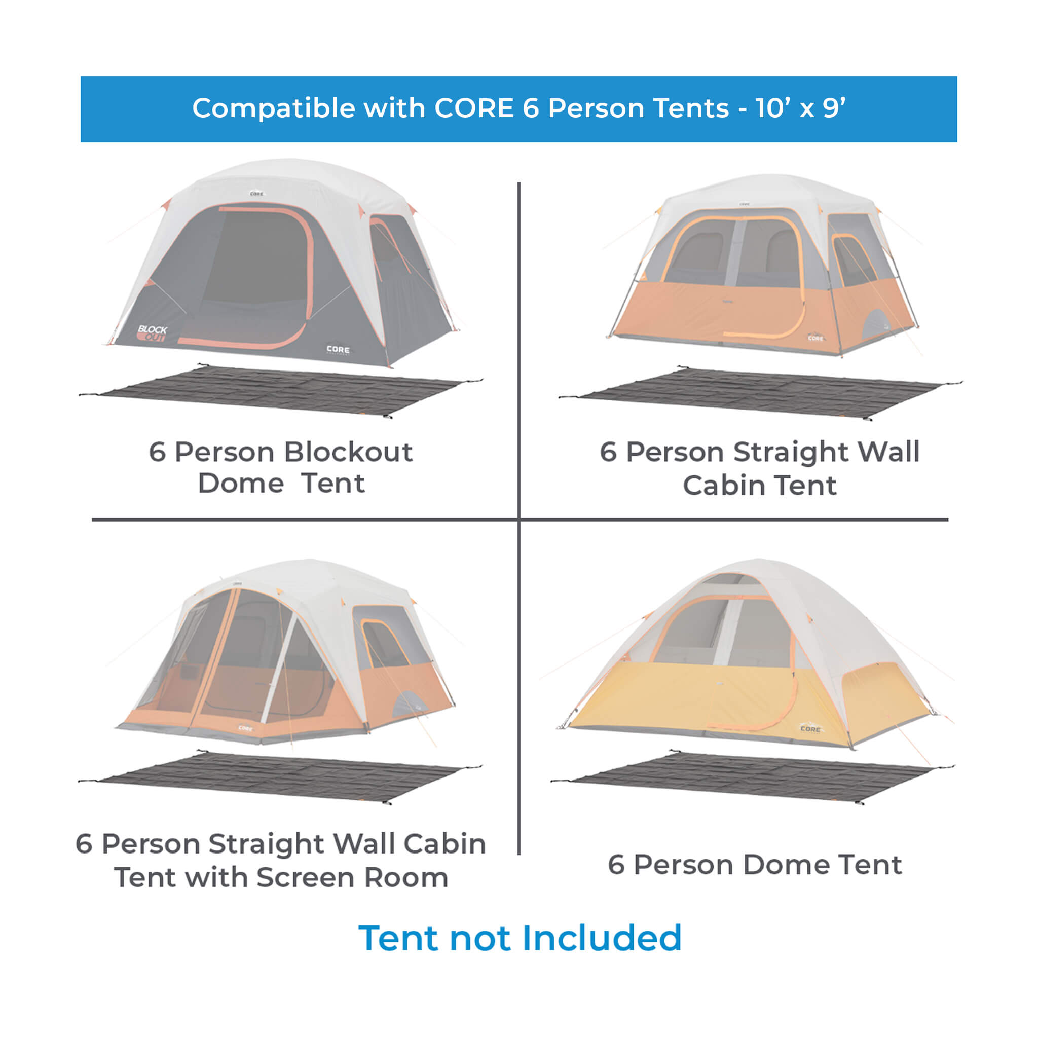 6 Person Tents - 10' x 9' Footprint & Outdoor Tarp - Image 2