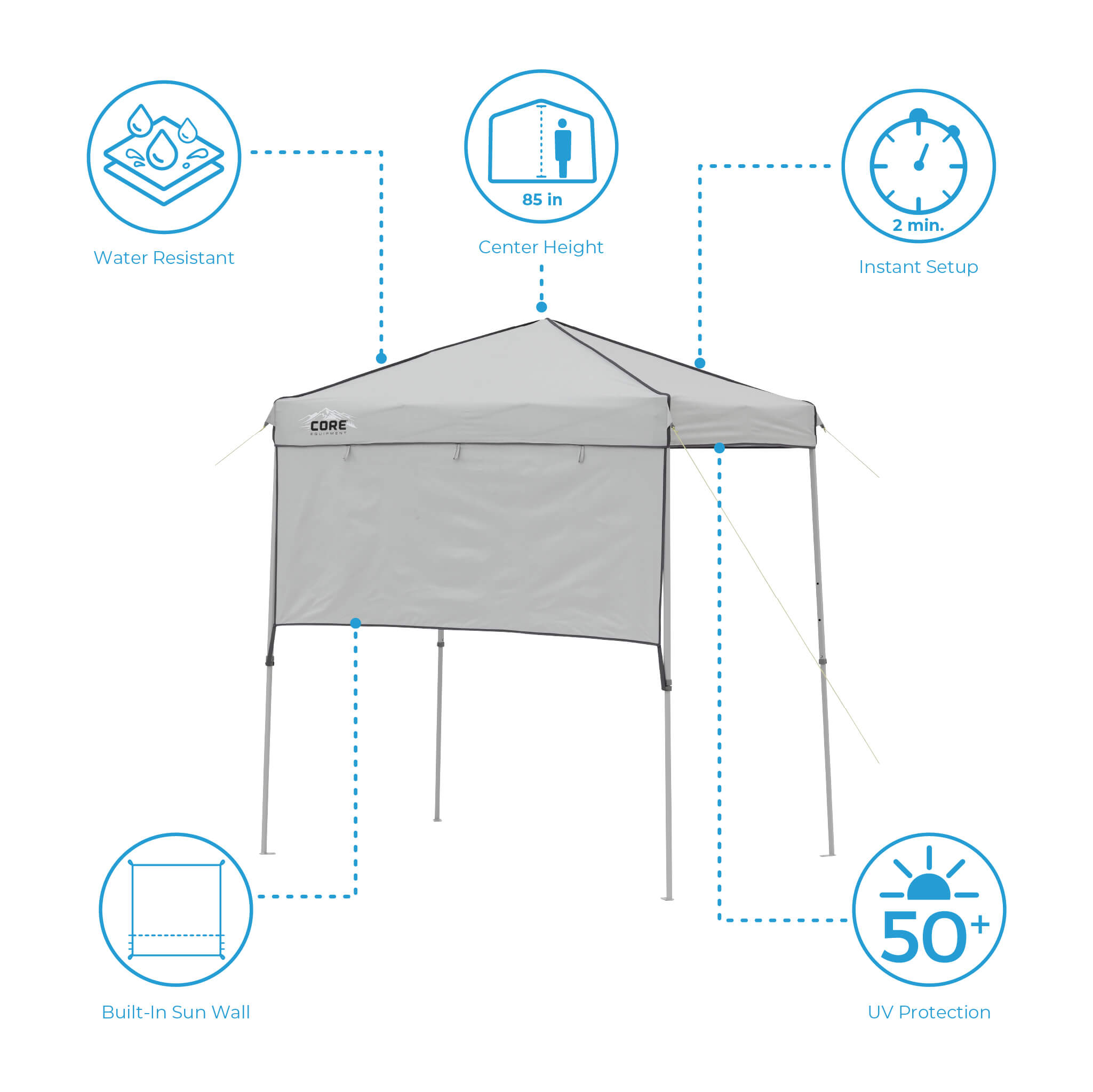 6' x 4' Instant Canopy with Half Sun Wall - Image 3