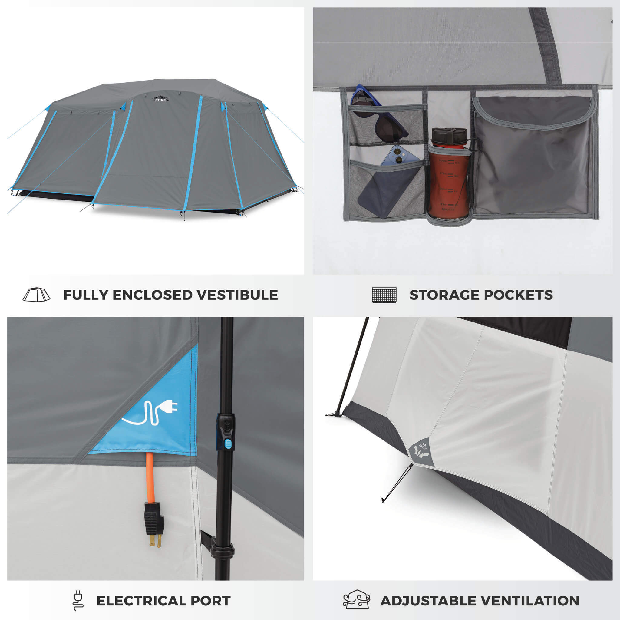 9 Person Lighted Instant Cabin Tent with Full Rainfly - Image 5